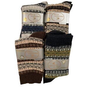 Women’s Wool Socks – Winter Warm Cabin Socks, Wooltin 4-Pack Cozy Crew Socks NEW
